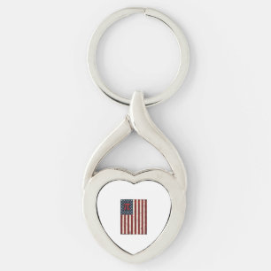Vintage Pi American Flag Math Teacher Shirt Design Keychain
