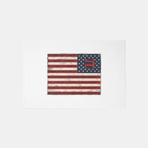 Vintage Pi American Flag Math Teacher Shirt Design Rug