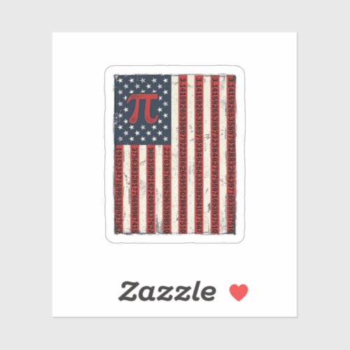 Vintage Pi American Flag Math Teacher Shirt Design Sticker