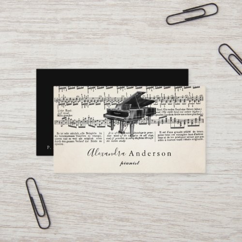 Vintage Pianist Music Teacher Business Card