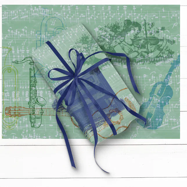 Musical Instruments Tissue Vintage Piano and Other Musical Instruments Tissue Paper | Zazzle