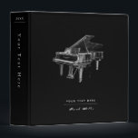VIntage Piano Black Simple Pianist Binder<br><div class="desc">This classic,  minimalist,  and chic binder features your name and your text in white on a black background. Personalize it for your needs. You can find matching products at my store.</div>