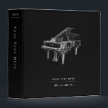 VIntage Piano Black Simple Pianist Binder<br><div class="desc">This classic,  minimalist,  and chic binder features your name and your text in white on a black background. Personalize it for your needs. You can find matching products at my store.</div>