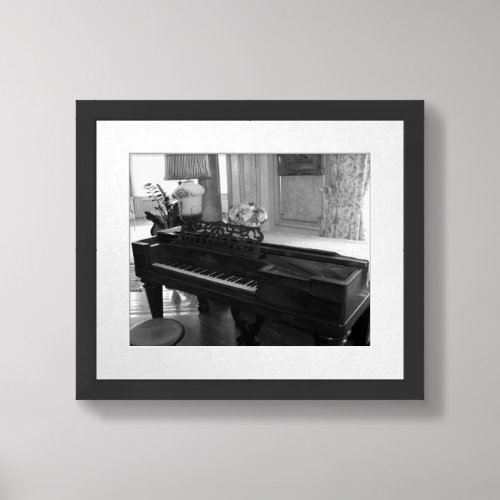Vintage Piano Black  White Photograph Framed Art
