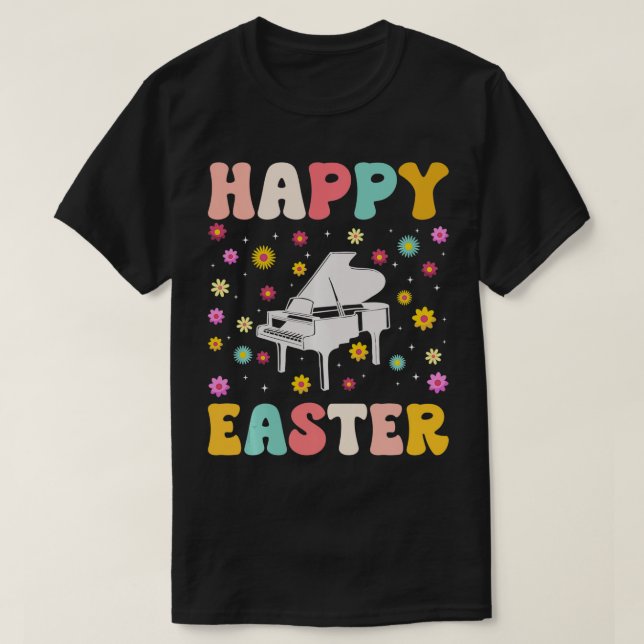 Vintage Piano Graphic Funny Easter Day  T-Shirt (Design Front)