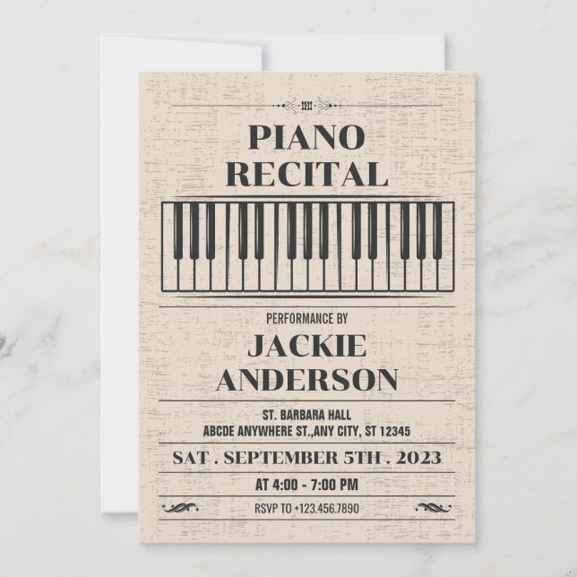 Vintage Piano Invitation (Front)
