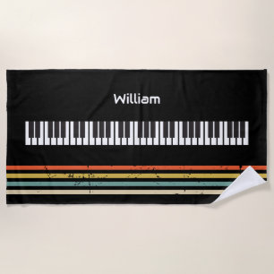 Vintage Piano Keyboard Personalized Musician's Beach Towel