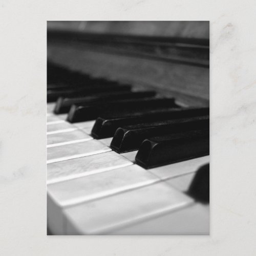 Vintage Piano Keys Black and White Postcard
