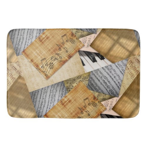 Vintage Piano Keys Musical Notes  sheet music Bath Mat