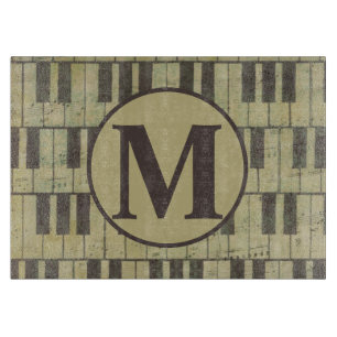 Vintage Piano Keys Pianist Monogram Piano player Cutting Board