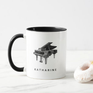 Vintage Piano Minimalist White Mug