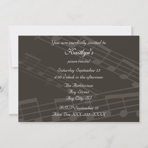 Vintage Piano Music Recital Custom Invitations