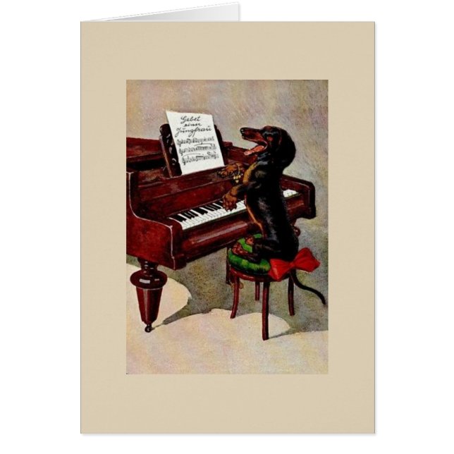 Vintage - Piano Playing Dachshund, Cards (Front)