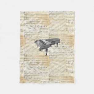 Vintage Piano Sheet Music Fleece Blanket