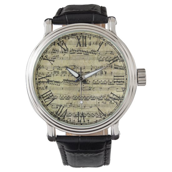 Vintage Piano Sheet Music Notes Watch
