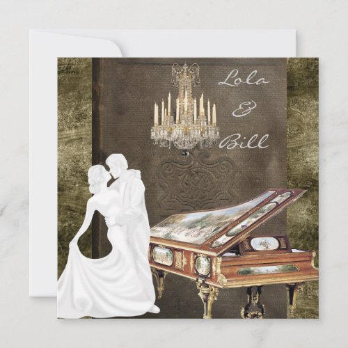 Vintage PIANO Wedding Invitation Antique