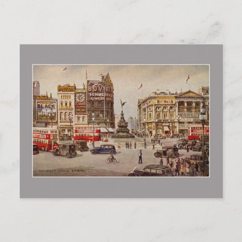 Vintage Piccadilly Circus London Postcard