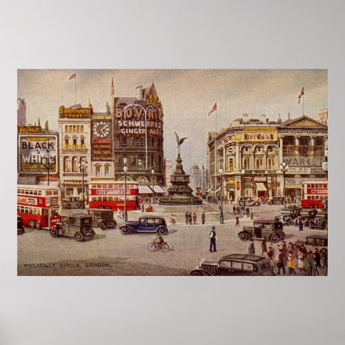Vintage Piccadilly Circus London Poster