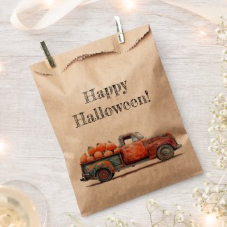 Vintage Pick-up Truck Pumpkin Harvest