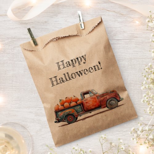 Vintage Pick_up Truck Pumpkin Harvest Favor Bag