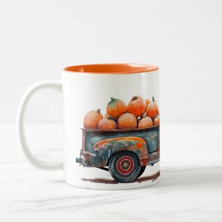 Vintage Pick-up Truck Pumpkin Harvest