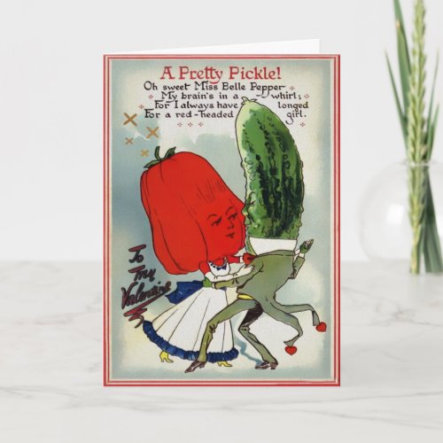 Vintage Pickle Valentines Day Card