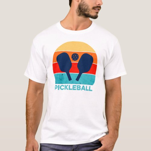 Vintage Pickleball Paddle and Ball colorful T_Shirt