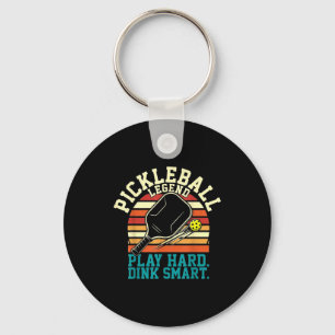 Vintage pickleball retro lines minimal classic keychain