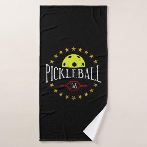 Vintage Pickleball Star Bath Towel