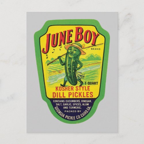 Vintage Pickles Food Product Label Postcard