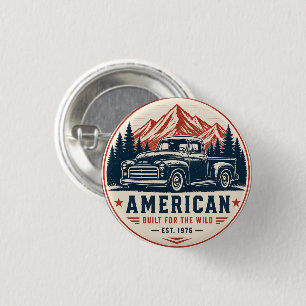 Vintage Pickup Truck American Built For The Wild P Button