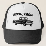 Vintage Pickup Truck Haul Yeah Custom Text - Black Trucker Hat at Zazzle