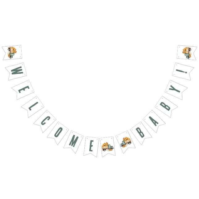 Vintage Pickup Truck Pumpkins Baby Shower Bunting Flags (All)