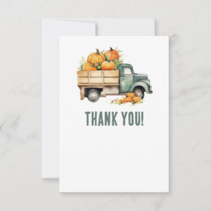 Vintage Pickup Truck Pumpkins Baby Shower Thank You Card