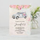 Vintage Pickup Truck Rustic Watercolor Birthday Invitation (Standing Front)