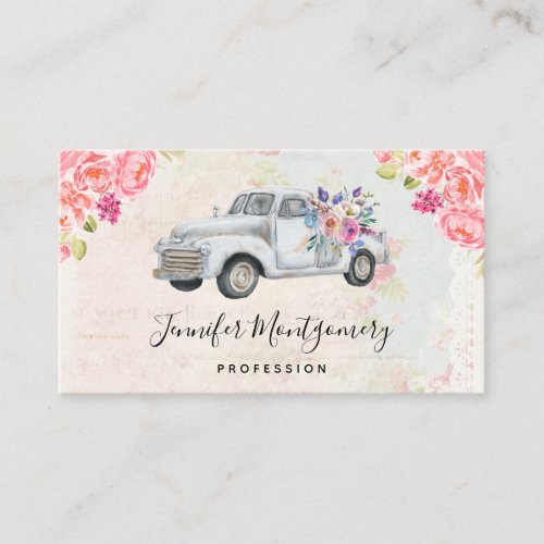 Vintage Pickup Truck Rustic Watercolor Business Card