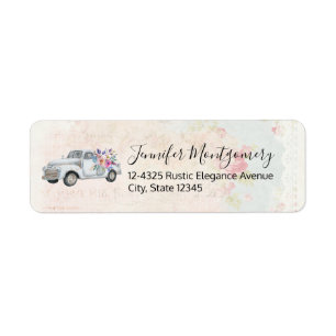 Vintage Pickup Truck Rustic Watercolor Label