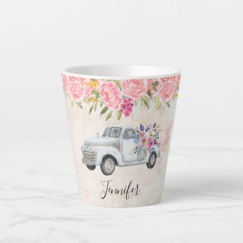 Vintage Pickup Truck Rustic Watercolor Latte Mug