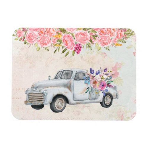 Vintage Pickup Truck Rustic Watercolor Magnet