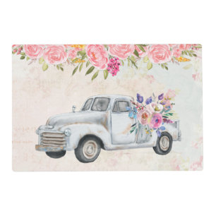 Vintage Pickup Truck Rustic Watercolor Placemat