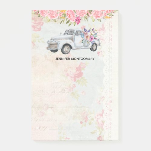 Vintage Pickup Truck Rustic Watercolor Post_it Notes