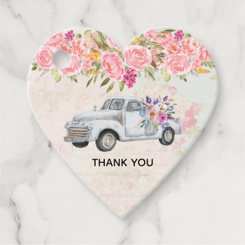 Vintage Pickup Truck Rustic Watercolor Thank You Favor Tags