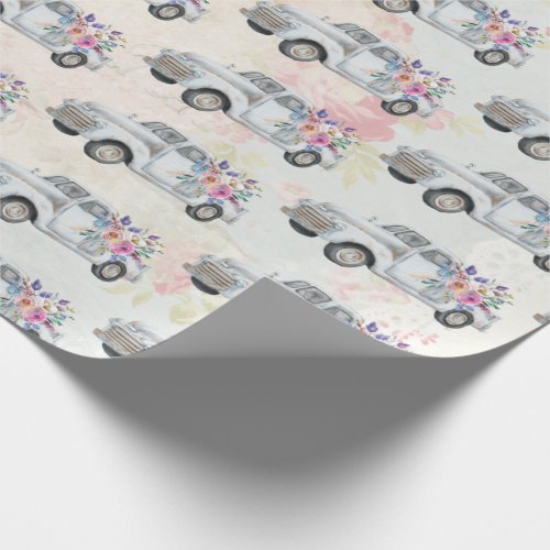 Vintage Pickup Truck Rustic Watercolor Wrapping Paper