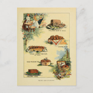 Vintage Picnic Foods Chart from 1902 Postcard