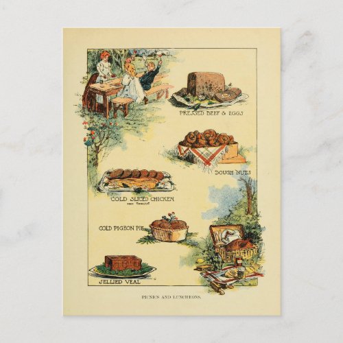 Vintage Picnic Foods Chart from 1902 Postcard
