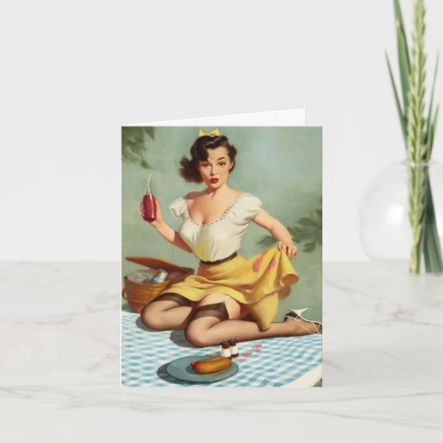 Vintage Picnic Pinup Birthday Card (Front)
