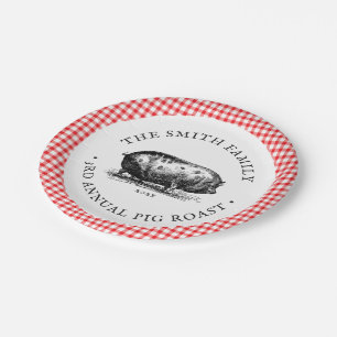 Vintage Picnic Style Pig Roast Event Family Paper Plates