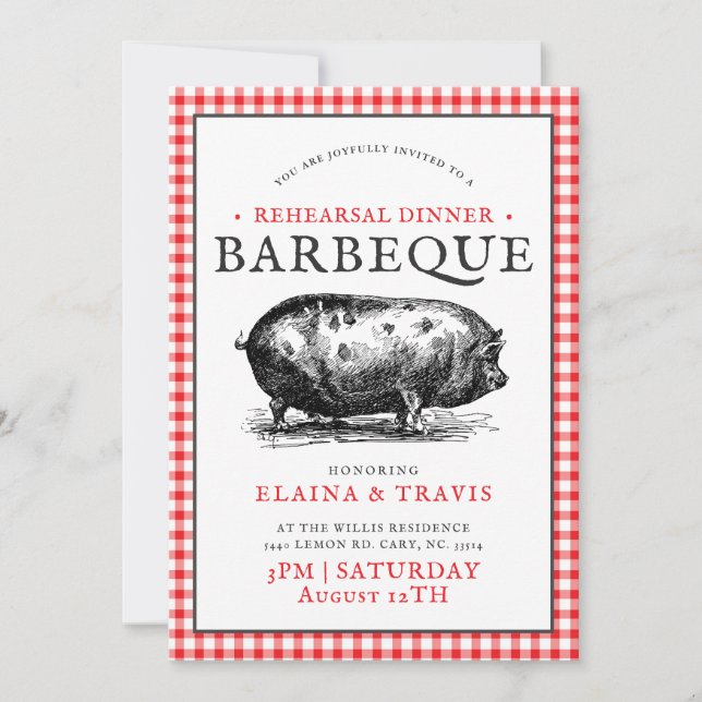 Vintage Picnic Style |  Rehearsal Dinner | Roast Invitation (Front)