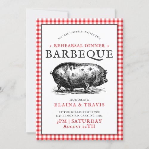 Vintage Picnic Style   Rehearsal Dinner  Roast Invitation