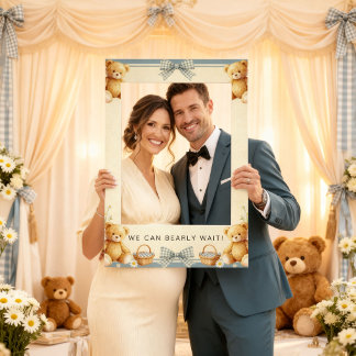 Vintage Picnic Teddy Bear Baby Shower Photo Booth Selfie Frame